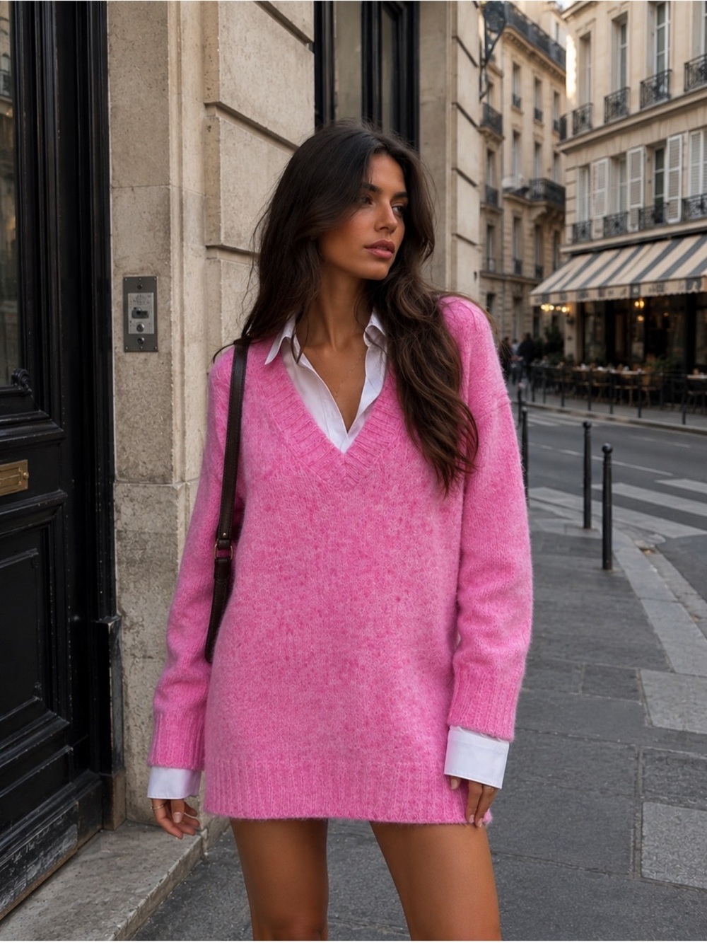 ZARA soft knit wool & alpaca blend v-neck long sweater